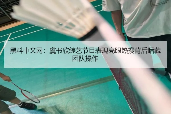 黑料中文网：虞书欣综艺节目表现亮眼热搜背后暗藏团队操作